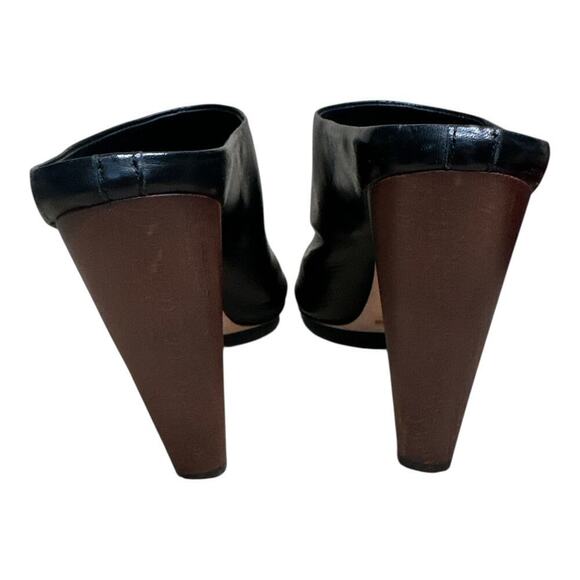 BCBGMaxazria Jeremy Black Leather High Heel Open Toe Mules Sandals Size 9B NWOB - Picture 4 of 8